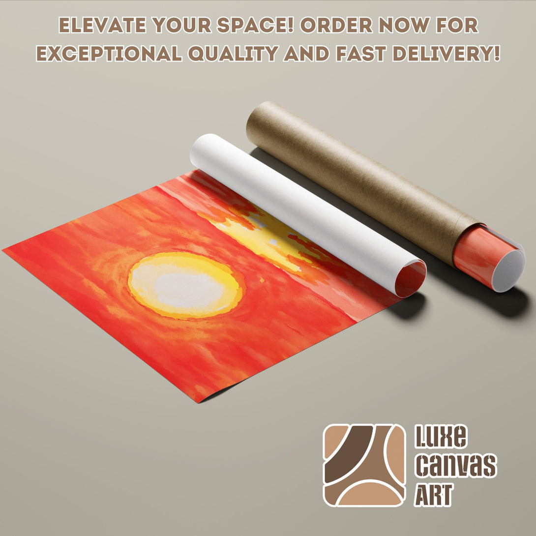 Abstract art Poster Roll in vibrant orange and yellow tones. Elevate your space!