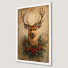 Festive Reindeer Wreath Art Poster for Holiday Decor