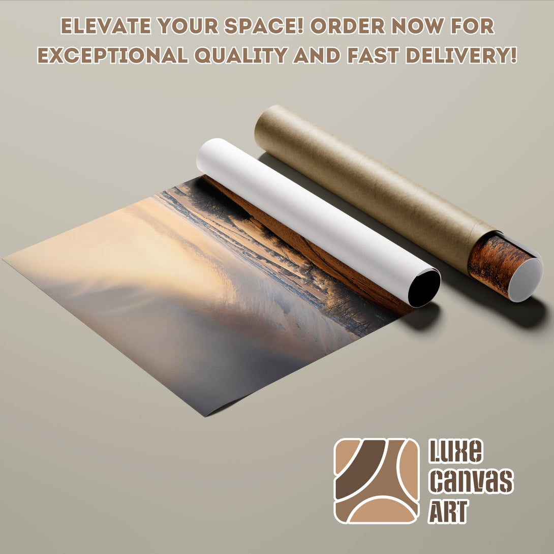 Poster Roll featuring a serene landscape art print with warm, earthy tones. Elevate your space!