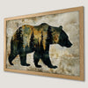 Pine Forest Grizzly Bear Silhouette Art Poster for Wildlife Lovers
