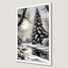 Winter River Scene Art Poster - Serene Landscape Decor