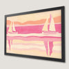 Sailboats at Sunset Art Poster - Coastal Pink Seascape Decor