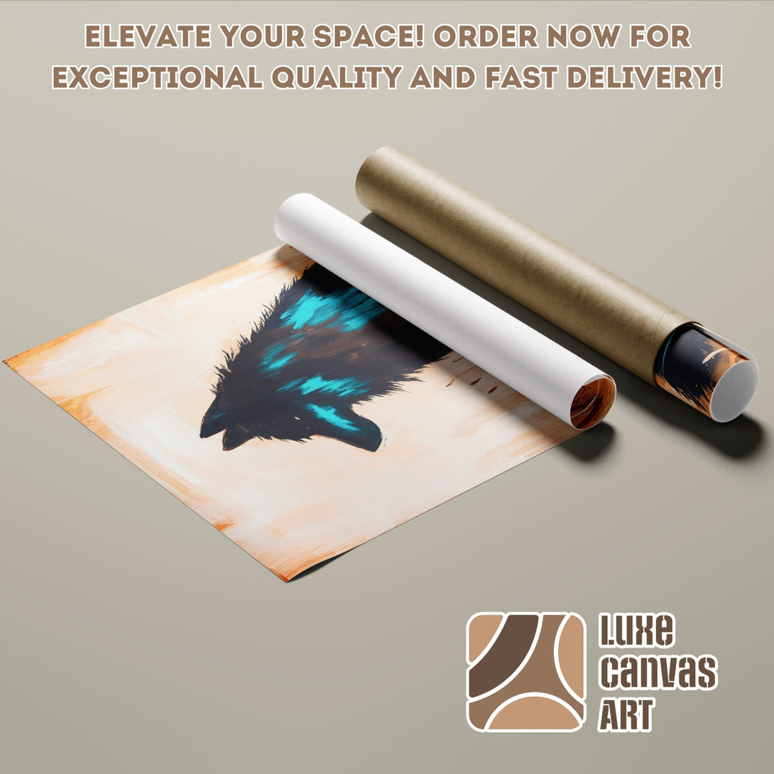 Poster Roll of abstract wolf art in a neutral color palette. Elevate your space with this unique Poster! Order now for fast delivery.