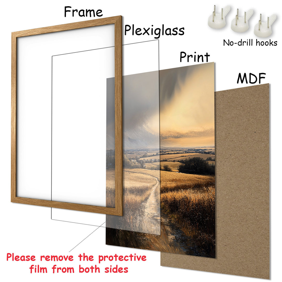 Framed Poster featuring a landscape scene in warm, earthy tones. Perfect wall art for any room!