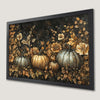 Gothic Halloween Art Poster with Silver and Gold Pumpkins
