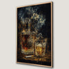 Whiskey in Decanter and Glass Canvas Print with Smoky Art