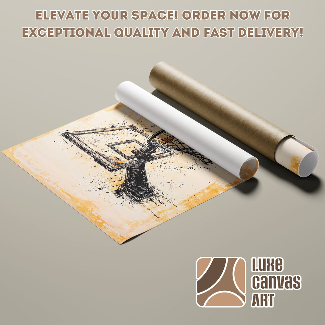 Basketball Poster Roll, abstract art in black and gold, ready to elevate your space!