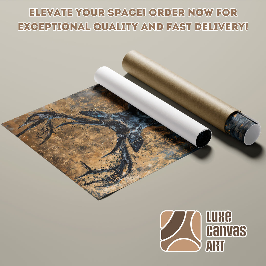 Abstract art poster roll with a black and gold color palette. Perfect for modern home decor. Order your poster today!