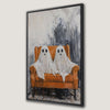Ghosts Sitting on Orange Sofa Canvas Print Halloween Art