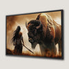 Powerful Warrior and Bison Canvas Print Wall Art