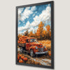 Autumn Farm Truck Art Poster with Pumpkins