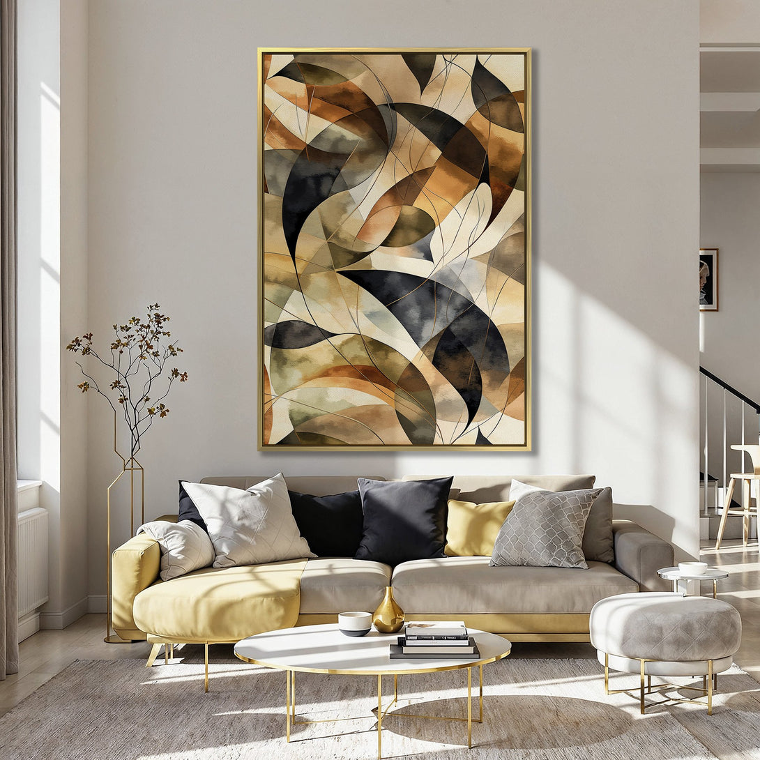 Canvas Print featuring abstract geometric art in warm earth tones. Modern wall decor for a stylish interior.