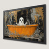 Spooky Ghost in Orange Bathtub Art Poster - Gothic Halloween Decor