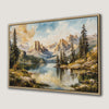 Mountain Lake Landscape Framed Canvas Print Wall Art