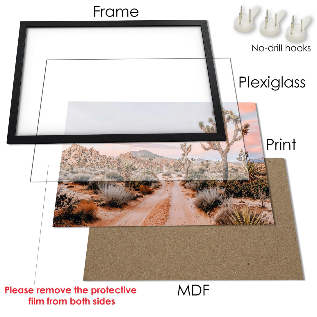 Framed Poster of desert landscape in warm tones. Perfect wall art for your home!