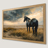 Majestic Black Horse Art Poster in Rural Landscape