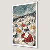 Winter Village Scene Art Poster - Cozy Holiday Wall Decor