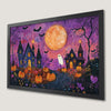 Spooky Haunted House with Full Moon Art Poster for Halloween