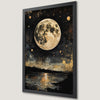 Serene Full Moon Night Landscape Art Poster for Celestial Decor