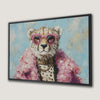Funky Cheetah Portrait Canvas Print with Glasses and Vibrant Style