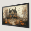 Haunted Gothic Mansion Art Poster with Jack O' Lanterns