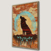 Wild Wolf Howling Canvas Print, Abstract Silhouette Art