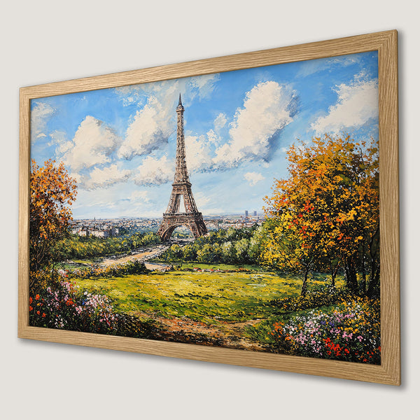 Framed Poster of Eiffel Tower in impressionist style with a vibrant, colorful palette. Perfect wall art!
