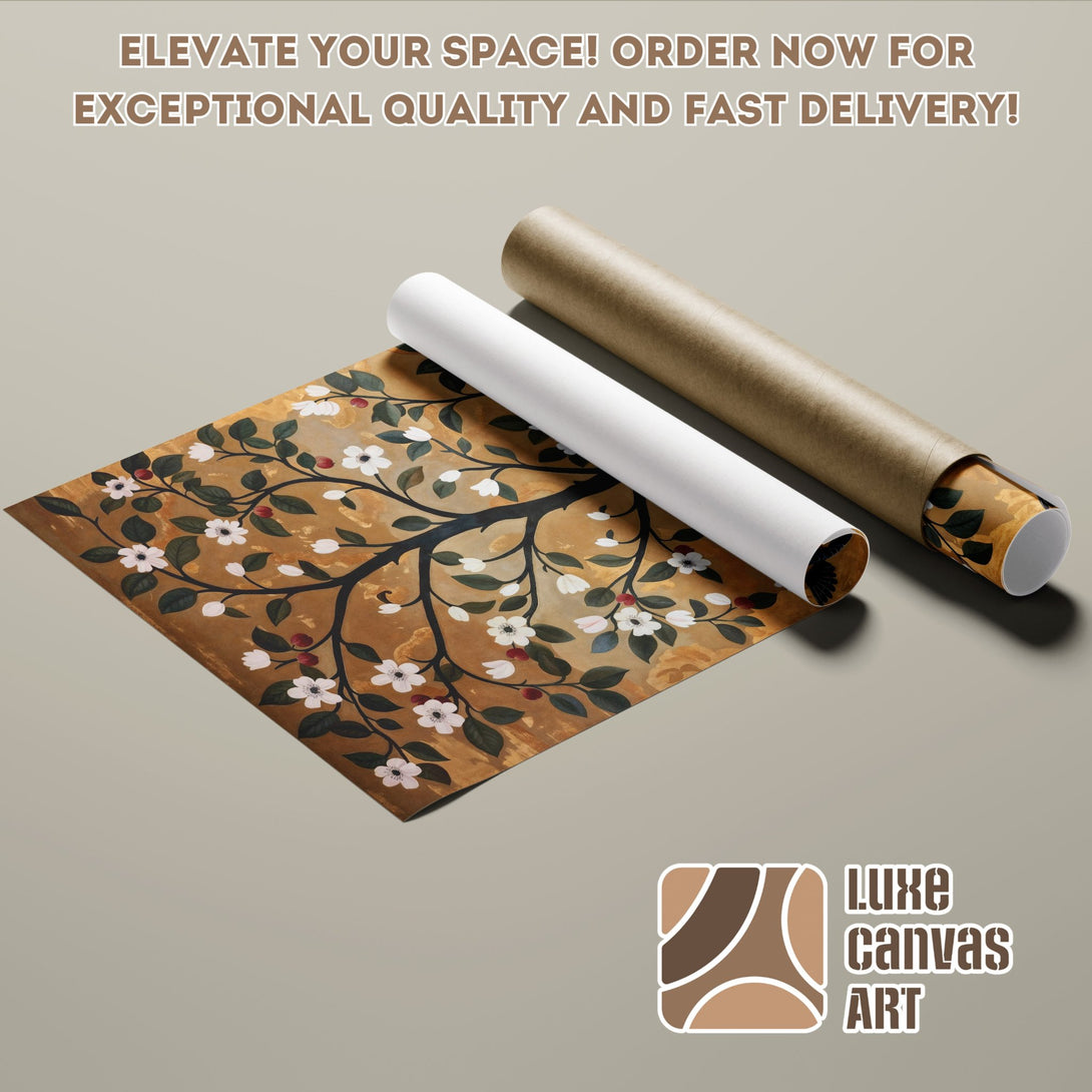 Floral Poster Roll with a warm color palette, perfect for home decor. Order now!
