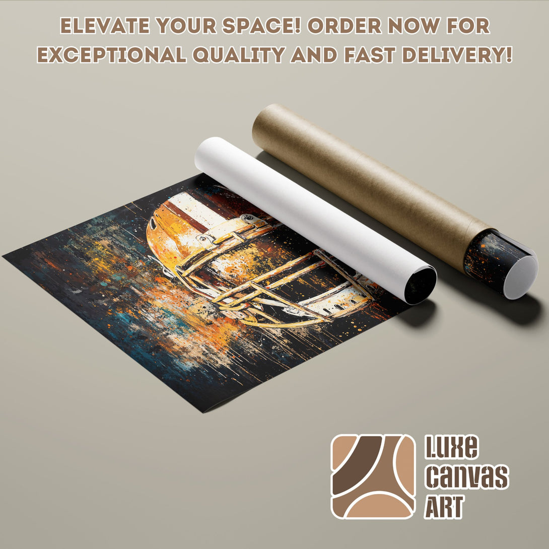 Abstract football helmet poster roll, vibrant colors, ready to elevate your space!