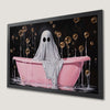 Whimsical Ghost in Pink Bathtub Art Poster - Gothic Horror Decor