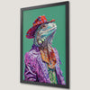 Whimsical Iguana Cowboy Art Poster - Vibrant Wall Decor