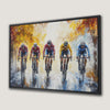 Cyclists Racing on Autumn Trail Canvas Print Wall Art