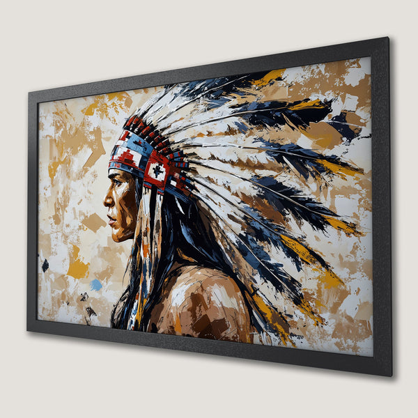 Framed Poster of white flowers & gold leaves. Abstract art style, neutral gray & gold color palette. Perfect wall decor.