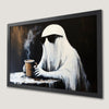 Gothic Ghost with Coffee Art Poster - Spooky Wall Decor