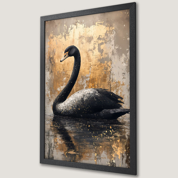 Framed Poster featuring a majestic hawk against a vibrant orange and yellow sunset. Stunning art print in a modern, textured style.