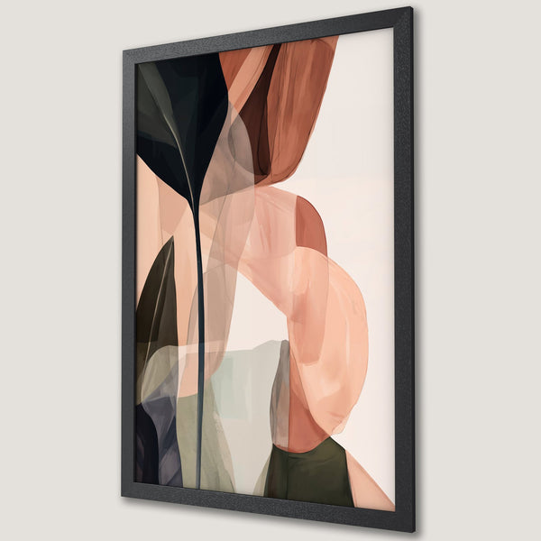 Framed Poster featuring abstract art in earthy tones. Modern wall decor with a minimalist style and a warm color palette. Perfect for any space!
