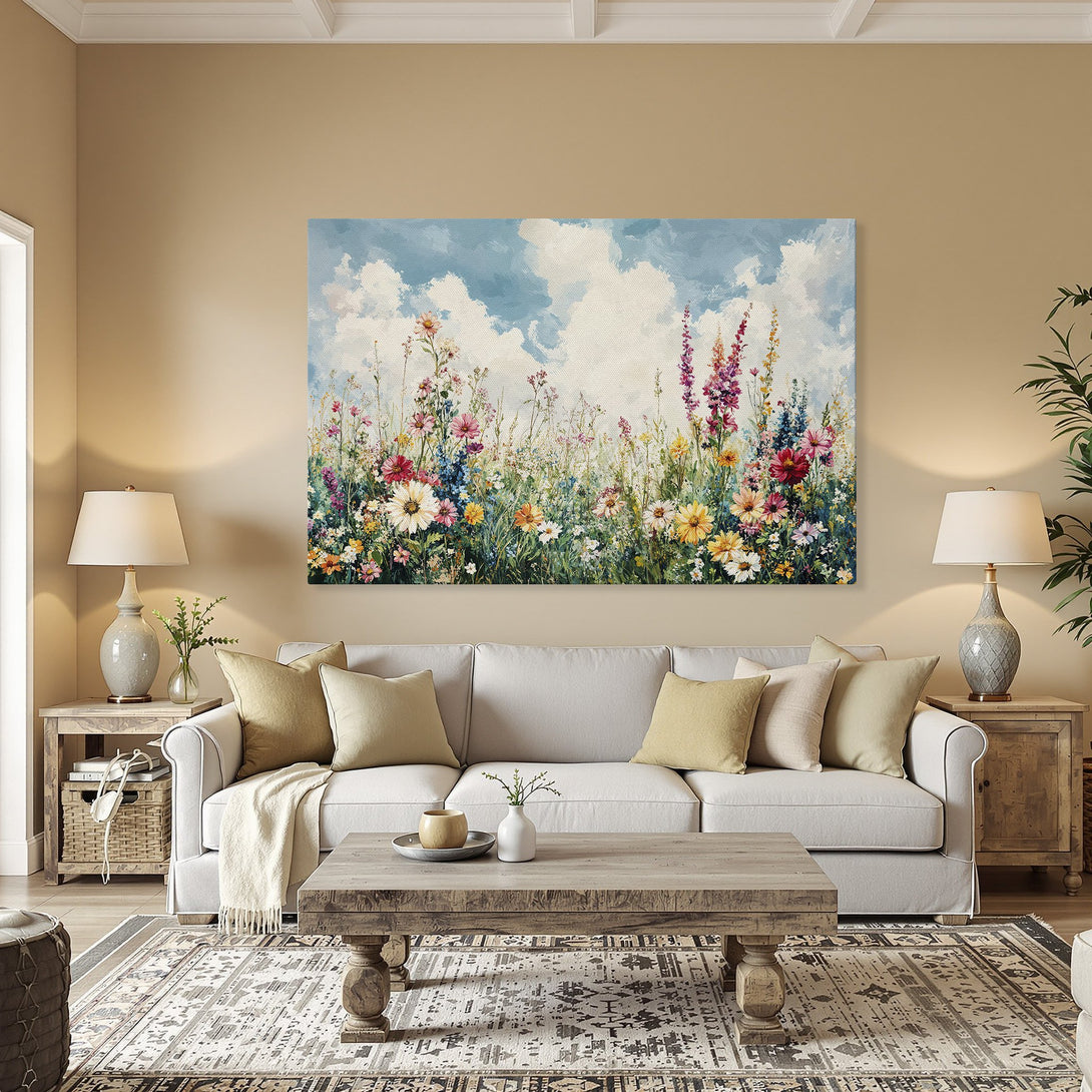 Framed Wall Art: Impressionist floral Canvas Print with a vibrant, colorful palette. Perfect for adding a touch of nature to your home decor.