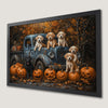 Puppies in Blue Pickup Art Poster for Autumn Decor