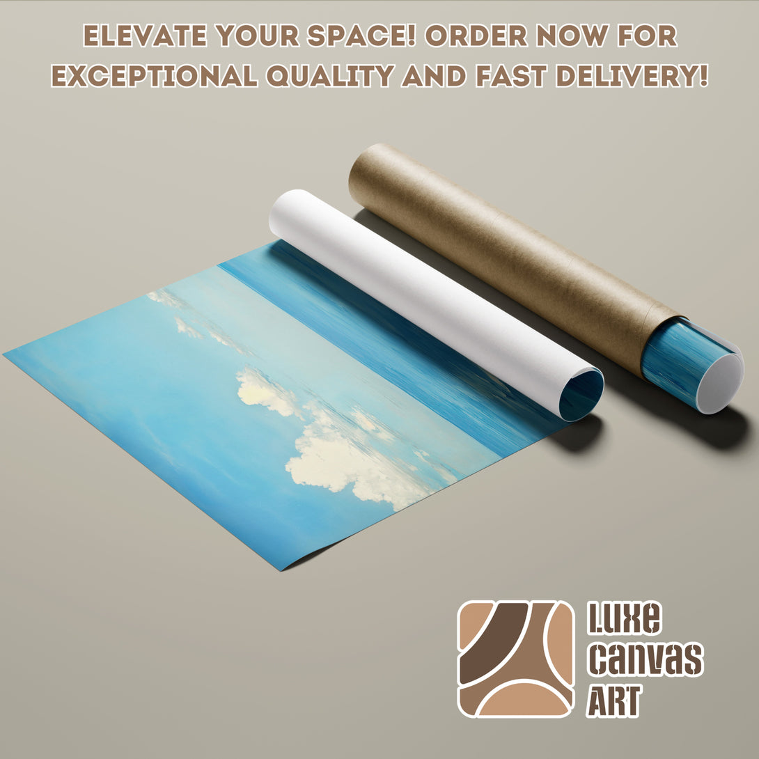 Poster Roll featuring a serene seascape painting in blue and white tones. Elevate your space with this art piece!