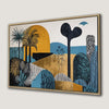 Bohemian Landscape Canvas Print Art - Vibrant Blue Gold Black