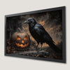 Gothic Raven and Jack O Lantern Art Poster for Halloween Decor