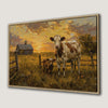 Grazing Cow and Calf Rustic Barn Landscape Canvas Print