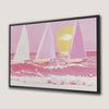 Pink Seaside Sailboats Canvas Print: Sunset Beach Scene