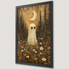 Spooky Ghost in Flowers Art Poster for Halloween Decor