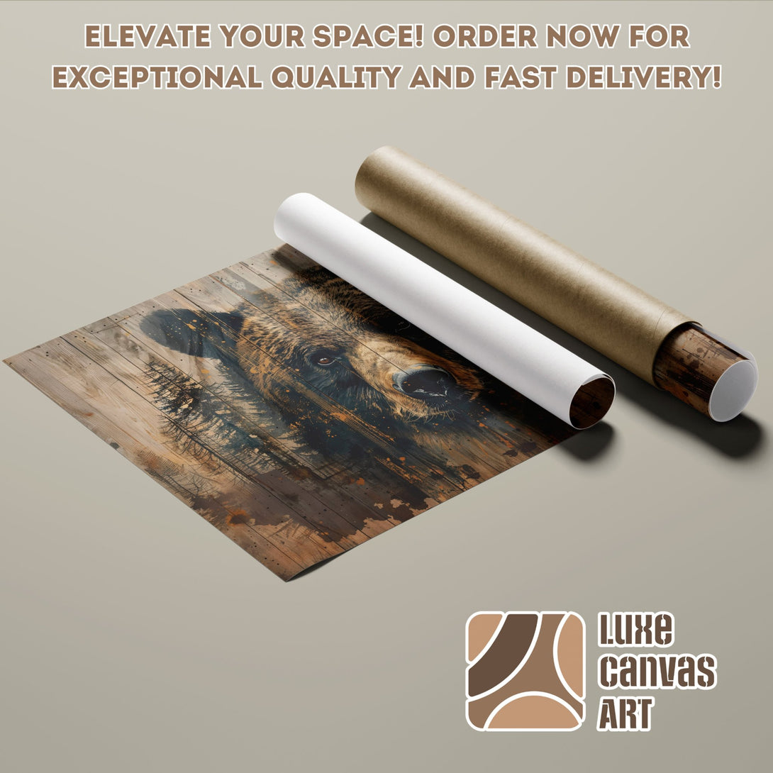 Poster Roll featuring a bear in a rustic style with a brown and earthy color palette. Order now!