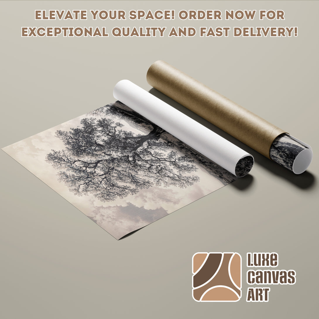 Poster Roll featuring a black and white tree art print. Neutral color palette, perfect for any space! Order yours today!