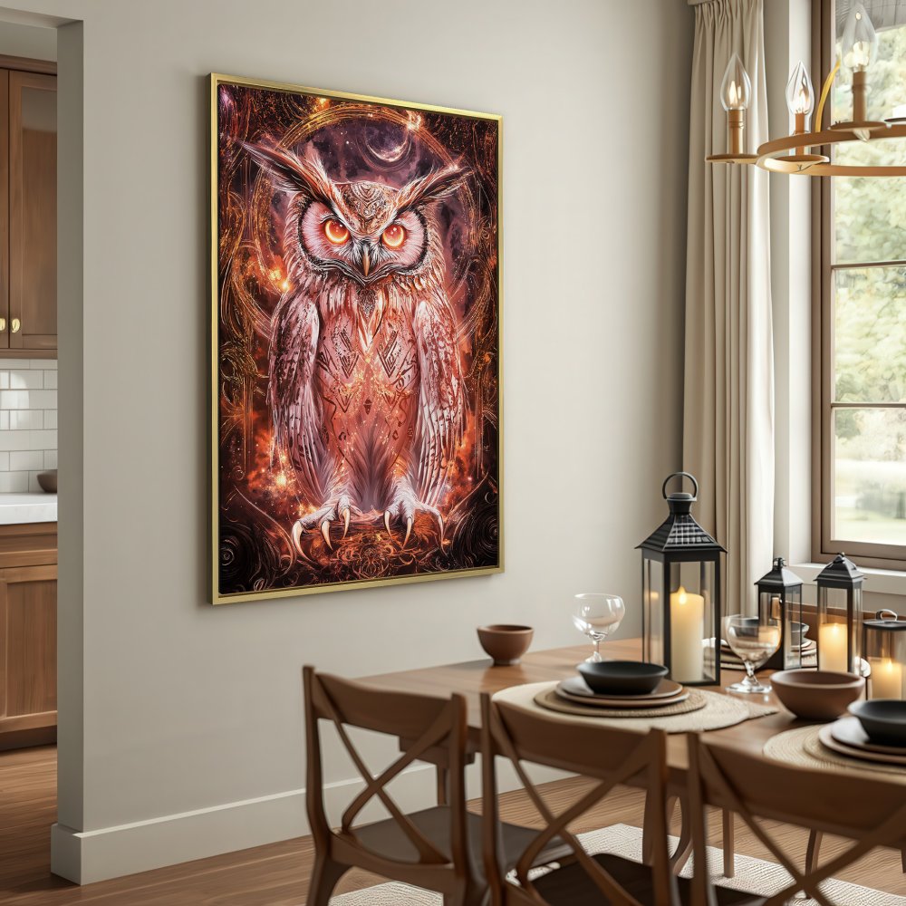 Canvas Print: Majestic owl art in warm, earthy tones. Bring mystical vibes to your space with this stunning wall art!