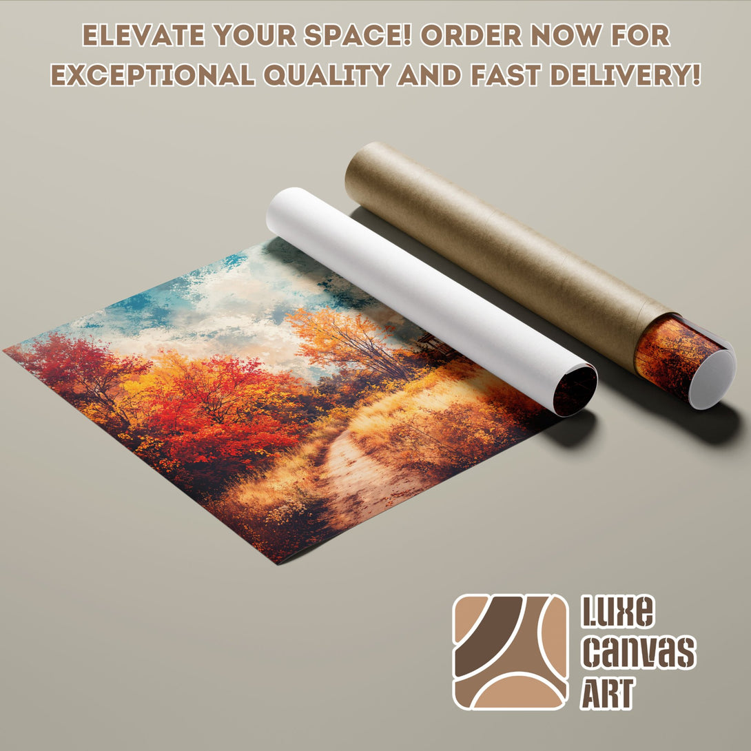Autumn landscape Poster Roll. Warm color palette, artistic style, perfect for your space! Order now!
