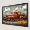 Autumn Red Truck with Pumpkins Art Poster for Fall Decor