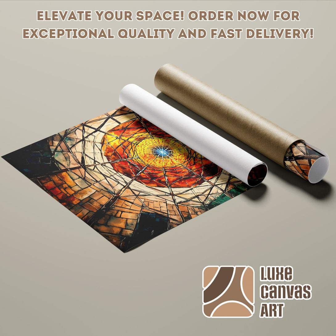 Poster Roll featuring abstract stained glass art in warm tones. Elevate your space today!